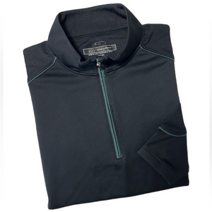 Greg Norman Black With‎ Green Trim Quarter Zip & Zip Pockets Golf Pullover Sz L